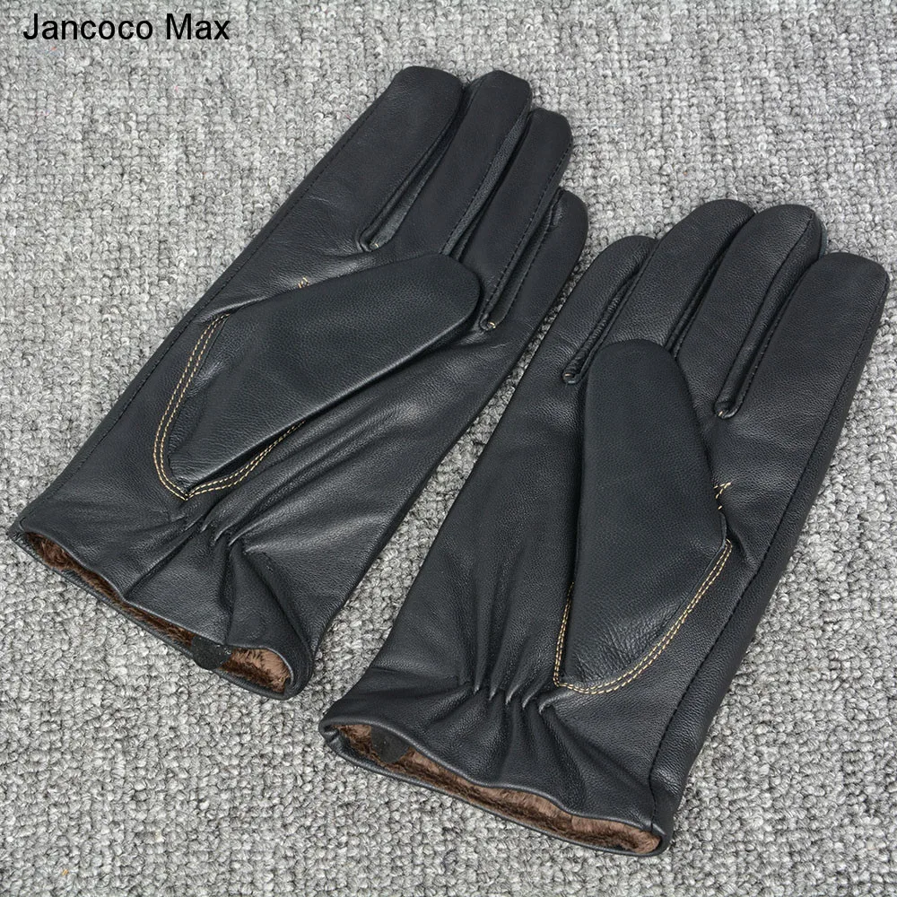 Jancoco Max, черные и коричневые, новинка, натуральная овчина, кожаные перчатки, зимние, теплые, бренд, для вождения, варежки для мужчин, S2058