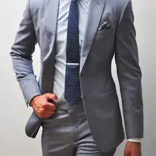 Итальянский Стиль Повседневный Блейзер серый смокинг жениха 2 шт. мужские свадебные вечерние костюмы для выпускного вечера шафер Жених одежда terno masculino