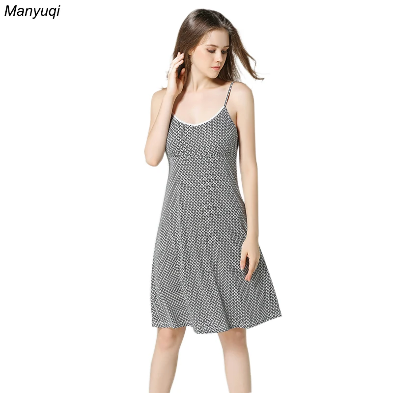 

Lady Cotton Nightgown Women Nightwear Night Dress Female Sleeveless Printed Nighty Sexy Sleepwear Sleep Sleepshirt Home Clothes