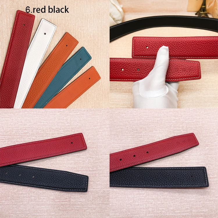 

2019 WITHOUT BUCKLE ciartuar unisex 3.2cm trouser high quality men women belt cowskin genuine red black leather free shipping