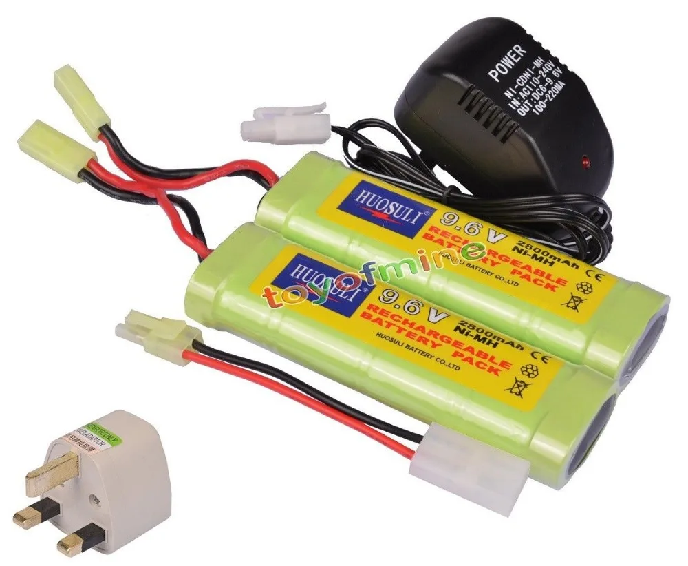 2x9,6 V NiMH 2800mAh аккумулятор+ зарядное устройство RC страйкбол