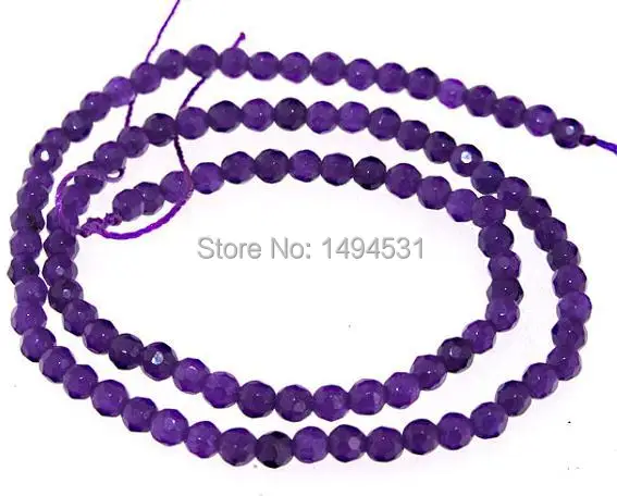 

Hig Quality - Faceted Dark Purple Stone 4mm Round Gem Loose Beads Strand 14 Inches Full Strand - Free Shipping