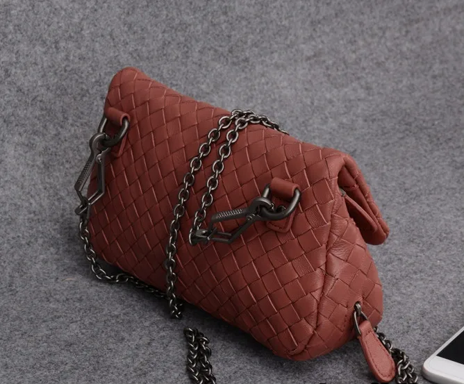 2019Hotwest Brand Crossbody Bags Sheepskin Handmade Woven Women Bag Designer Handbags High Quality Chain Messenger Bag