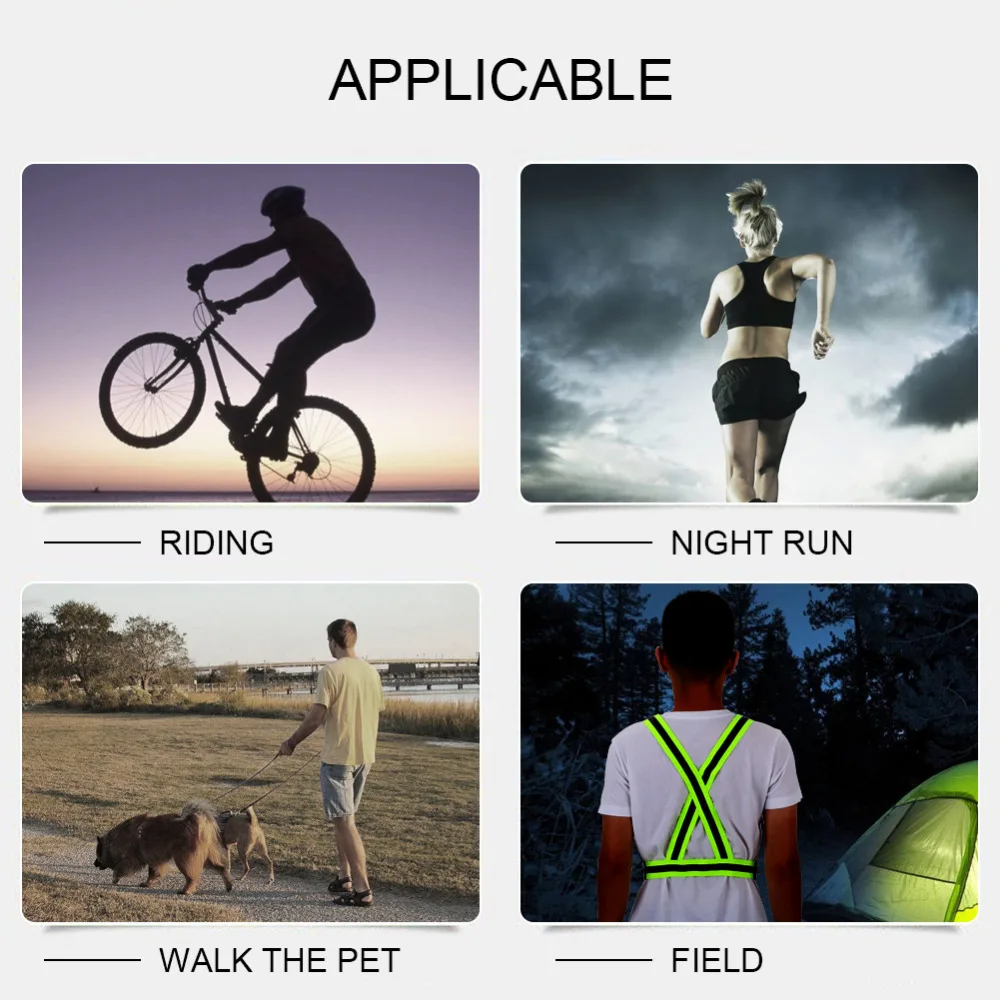 Мотоциклетный светоотражающий жилет Регулируемый эластичный защитный жилет ремень для бега катание на велосипеде, пробежка