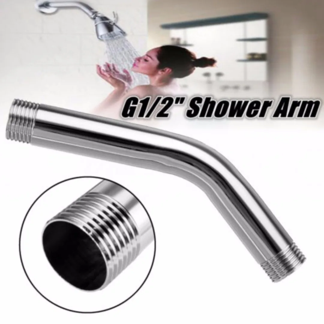 1pc Angled G1/2" Shower Head Extra Tube Chrome Shower Arm For Sprayer Bathroom Spray Nozzle Extension Pipe Mayitr Brand New