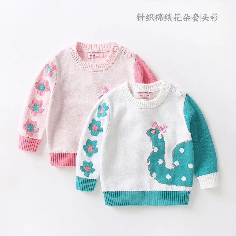 

Girls Sweater Long Sleeve 2019 spring Children's Sweaters Girls Cartoon knitted pullover baby O-neck cotton Knitwear kids Tops