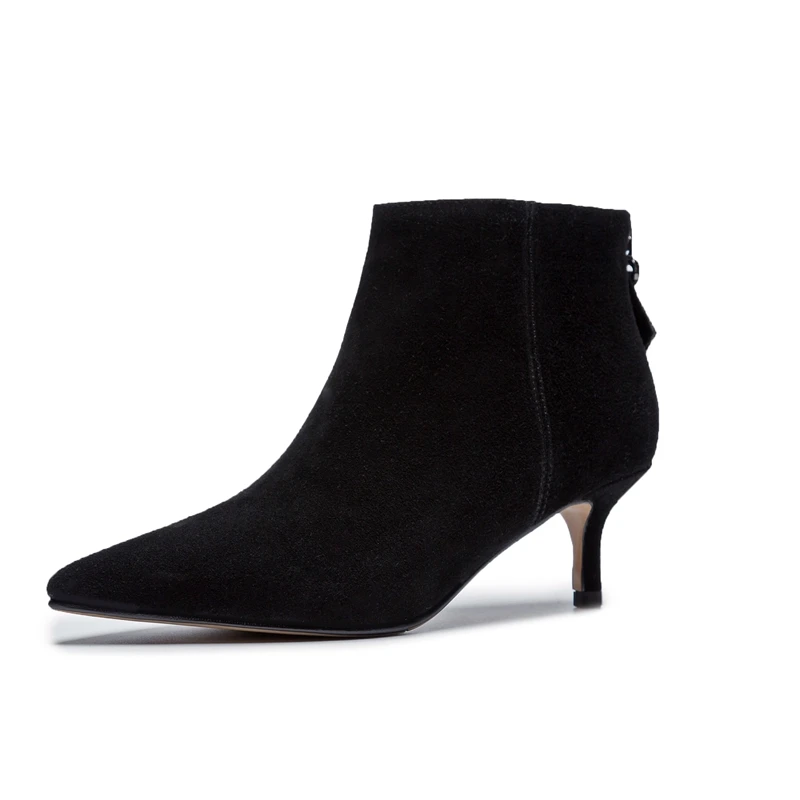 Zapatos Cremallera Negro La Casual Botas Tobillo Mujer pink Cr1357 Black Tacones Bolso Moda De Enmayer Ante Delgada Vaca Con 1SwZnPqc6