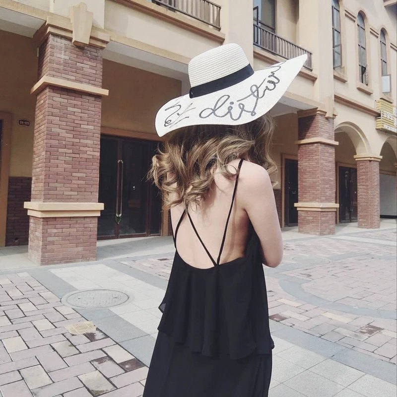 Andybeatty nie przeszkadzać szerokim rondem składane floppy sun hat lato kapelusz dla kobiet beach panama straw hat panie chapeu femme