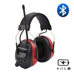 Protearar – batterie au Lithium de 1200mAh NRR, 25db, protège oreilles Bluetooth AM/FM, Radio, Protection auditive électronique 