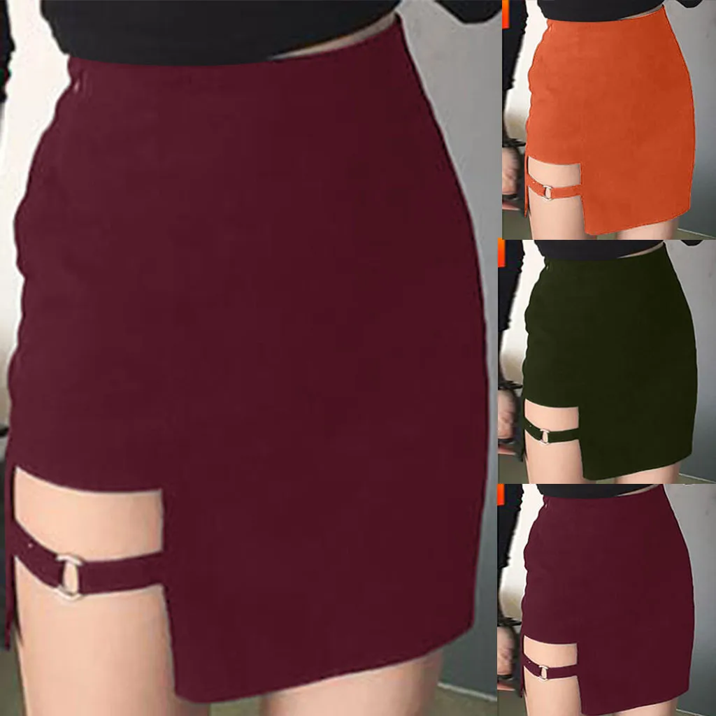 

2019 womens new clothing Ladies Fashion Sexy skirts rave festival irregular Skirt Split solid textured skirt faldas mujer moda