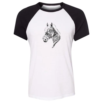 

Cool Ornate Horse Head VTG Sketching Cute Marshmallow Rainbows White Design Women's Lady Print Short Slevees T-Shirt Graphic Tee