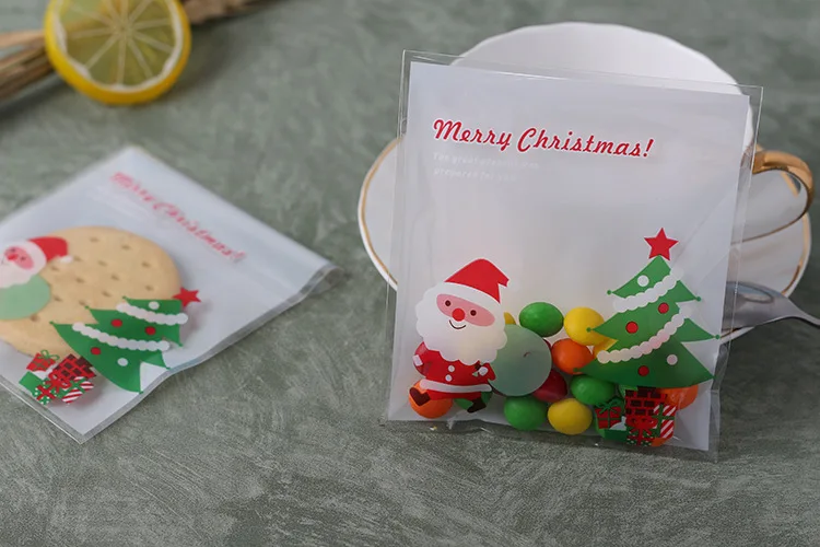 25 шт Рождественский Подарочный пакет милый пластиковый самоклеящийся пакет для печенья печенье закуски выпечка посылка Рождественский мешок для украшения