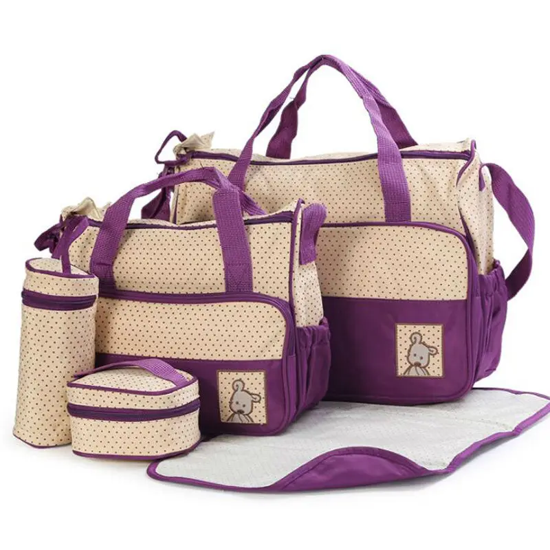 Модная детская сумка для мамы 5 шт./компл. сумка для подгузников большая/Средняя сумка на плечо пеленки коврик держатель для бутылки Bolsas baby Cantasi