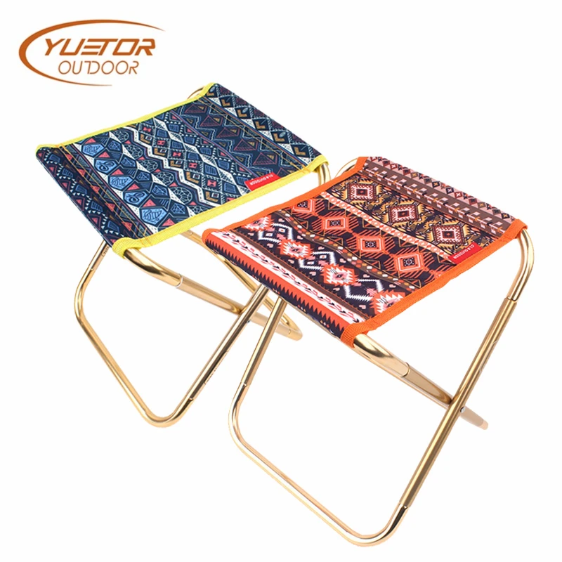 

YUETOR OUTDOOR New Folk Style Aluminum Alloy Folding Lightweight Portable Camping Chair Stool Beach Fishing Seat