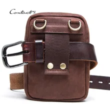 Real Leather Men's Fanny Waist Bag Travel Mini Belt Waist Pack Cowhide Hook Bum Bag Male Phone Pouch Multifunction Messenger Bag real leather cowhide retro men design casual daily use small waist belt bag hook pack fashion 5 phone case waist pouch 6185