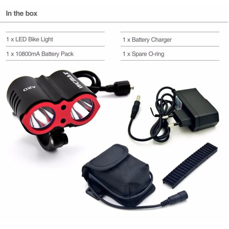 

Waterproof 5000 Lumen 2x XML U2 LED Cycling Bicycle Bike Light Lamp HeadLight Headlamp +10800mAh Battery Pack +Charger