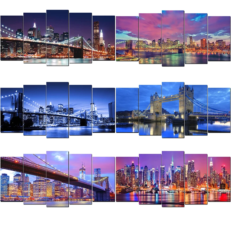 

5d diy Diamond embroidery night city scenic diamond painting Cross Stitch full drill Rhinestone mosaic Multi-picture KBL