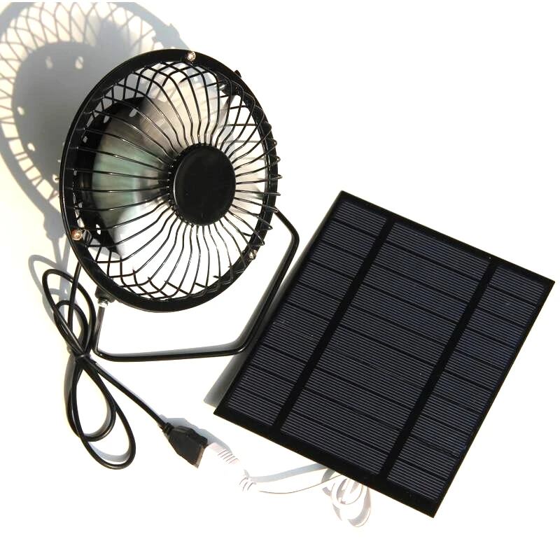 BUHESHUI 4 дюймов охлаждающий вентилятор USB 2,5 W 5V Солнечная приведенная в действие Панель Железный вентилятор для Офис путешествия на открытом воздухе Рыбалка