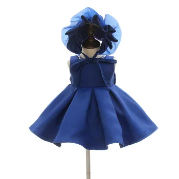 

2019 Girls Lace Baptism Party Crystal Dress With Lace Ruffles Hat Princess 2 Pcs Sets Baby Infant Birthday Dresses