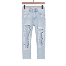 Tengo Hole Jeans Casual Loose Women Slim Jeans