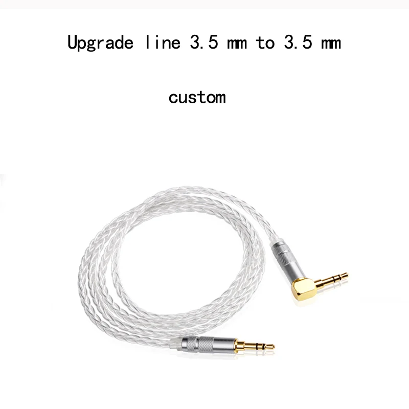 8N OCC Silver Stereo 3.5mm Male To Male Aux Cable Headphone amp wire gold plug