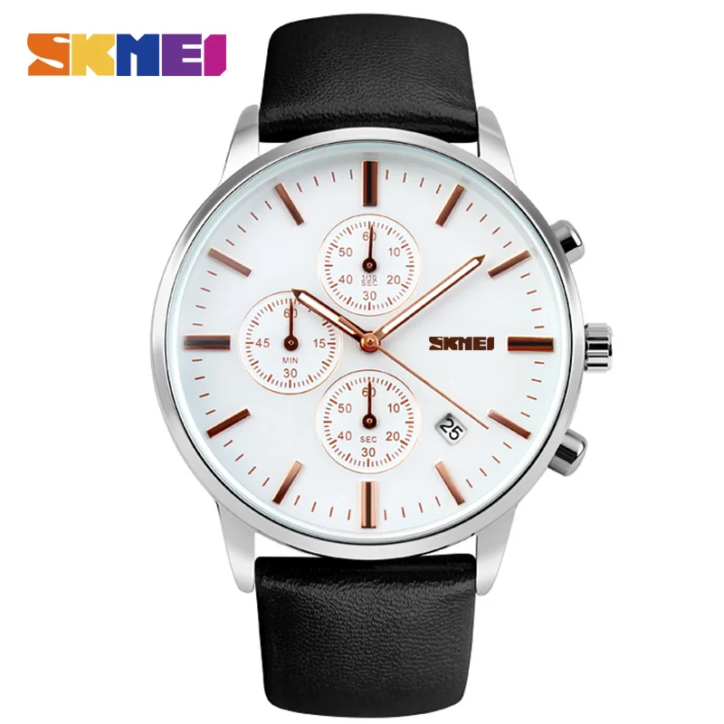 

Skmei Luxury Brand Military Watches Men Quartz Analog 6 Pointer Leather Clock Man Sports Watches Army Watch Relogios Masculino