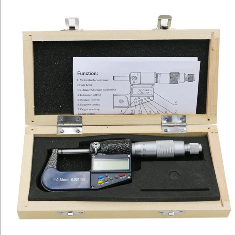 NEW l0.001mm Electronic Outside Micrometer 0-25mm Digital Caliper Gauge Meter Carbide Tip Measure Tools |