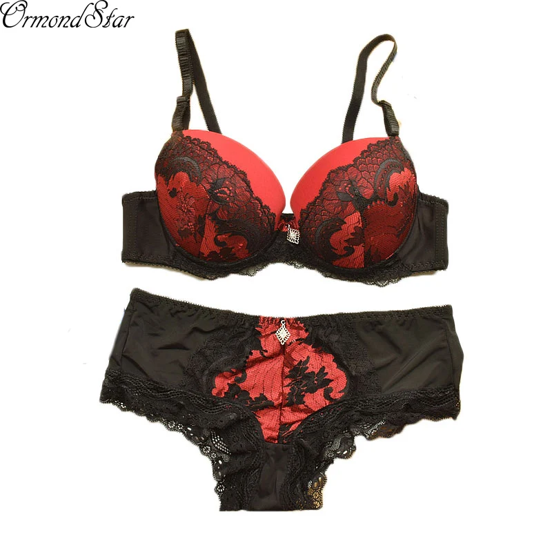 Sexy Intimates Set Women Plus Size Bra Sets Embroidered Lace Thong Bras