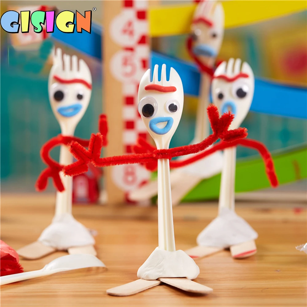 

Toy Story 4 Forky Alien Cartoon Buzz Lightyear Woody Kid Craft Handmade Art DIY Forky Action Figures Toys Kid Educational Toys