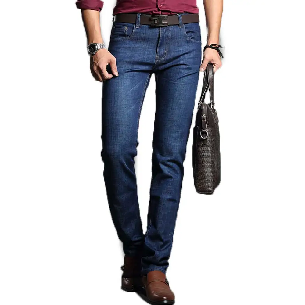 Men s Slim Jeans Denim Business Pant Dark Blue High Quality Modern Design