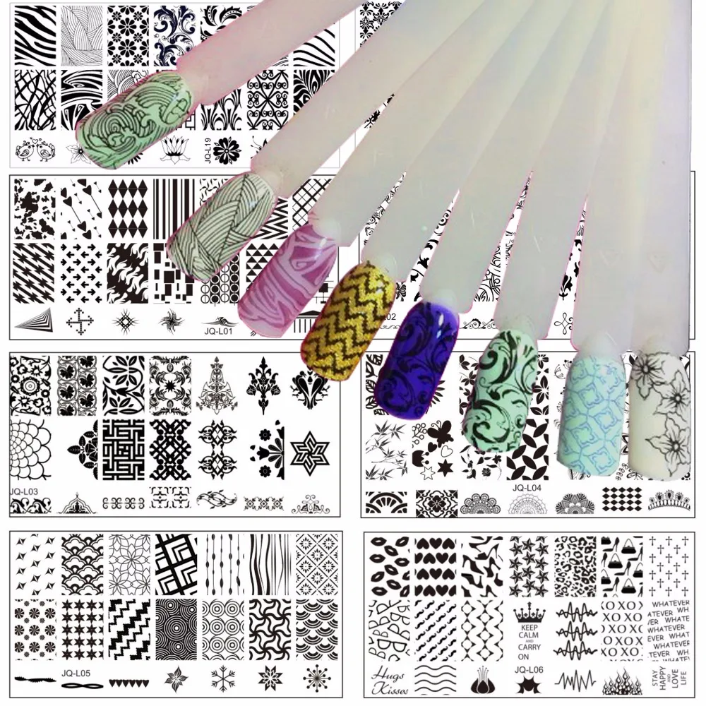 

JQ-L Series 120*60MM Size Stamp Stamping Image Konad Plate Print Nail Art Template DIY For Nail Stamping Plates