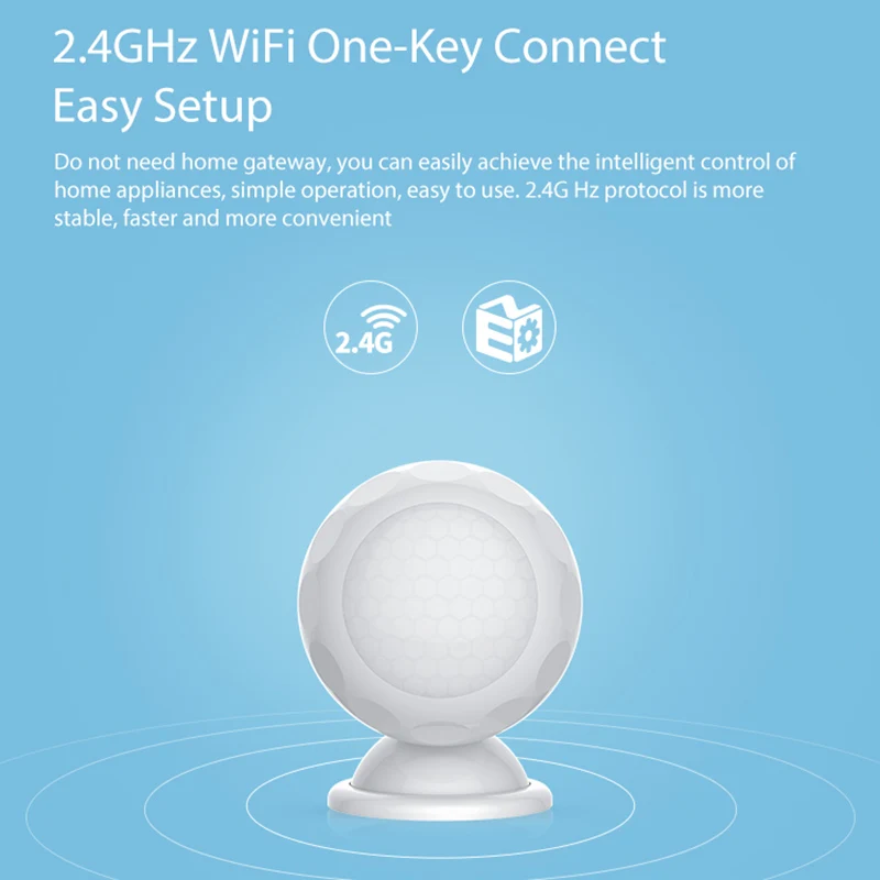 WiFi PIR датчик движения умный беспроводной инфракрасный 2,4 ГГц один ключ подключения датчика LCC77