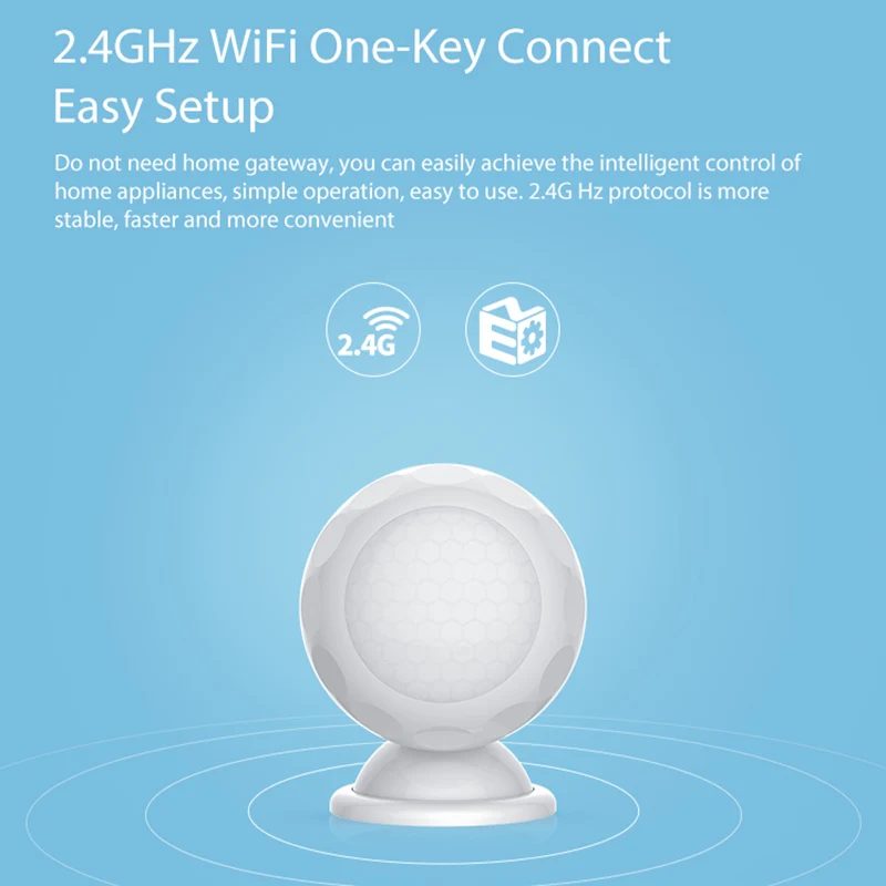 

WiFi PIR Motion Sensor Smart Wireless Infared 2.4GHz One-key Connect Sensor LCC77