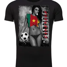 Artículos hombres camiseta Wm 2018 Jersey chica Sexy Miss Fu & szlig; Bola weltmeisterft Vintage Cameroon Kamerun moda hombres
