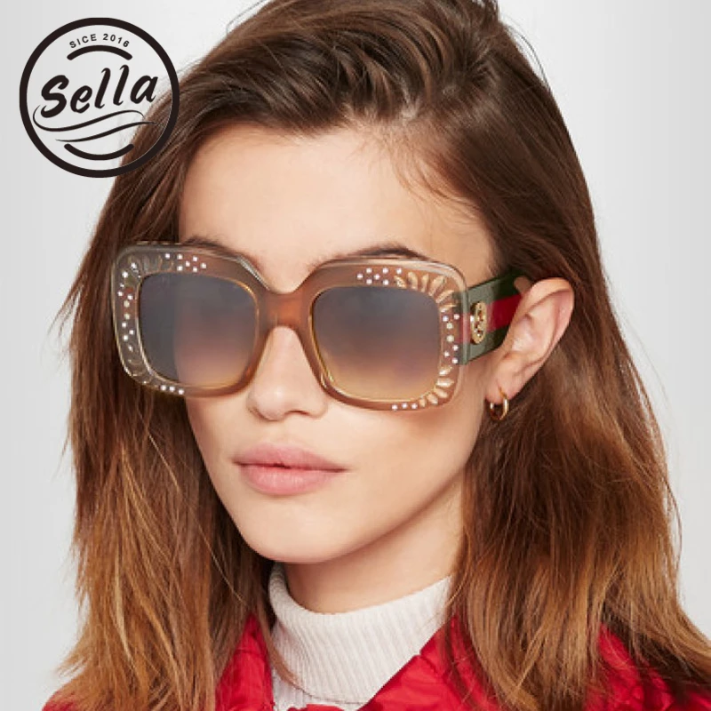Sella 2018 новые модные женские негабаритные Квадратные Солнцезащитные очки