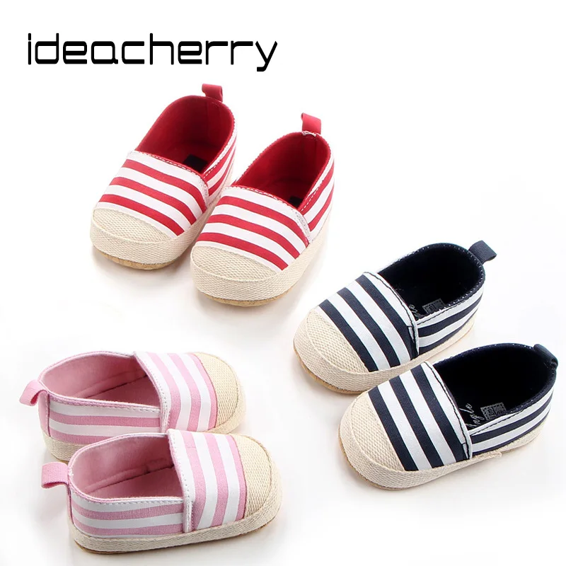 

ideacherry Brand Spring Summer New Baby Shoes Three-Colour Striped Toddler Shoes Antiskid First Walker Baby Girls Shoes Hot Sale