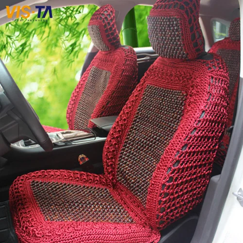 Car Hand woven Seat Cover Set with Wood Beads Full Seat Covers for