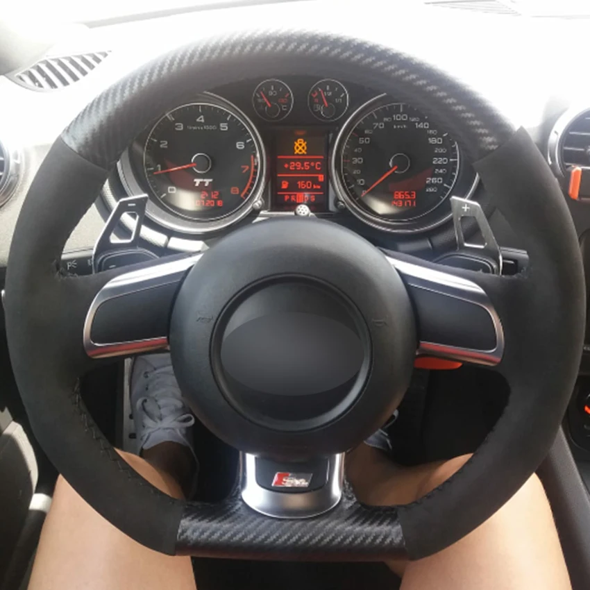 Черная замша из углеродного волокна для Audi TT 2008 2013|Чехлы на руль| |