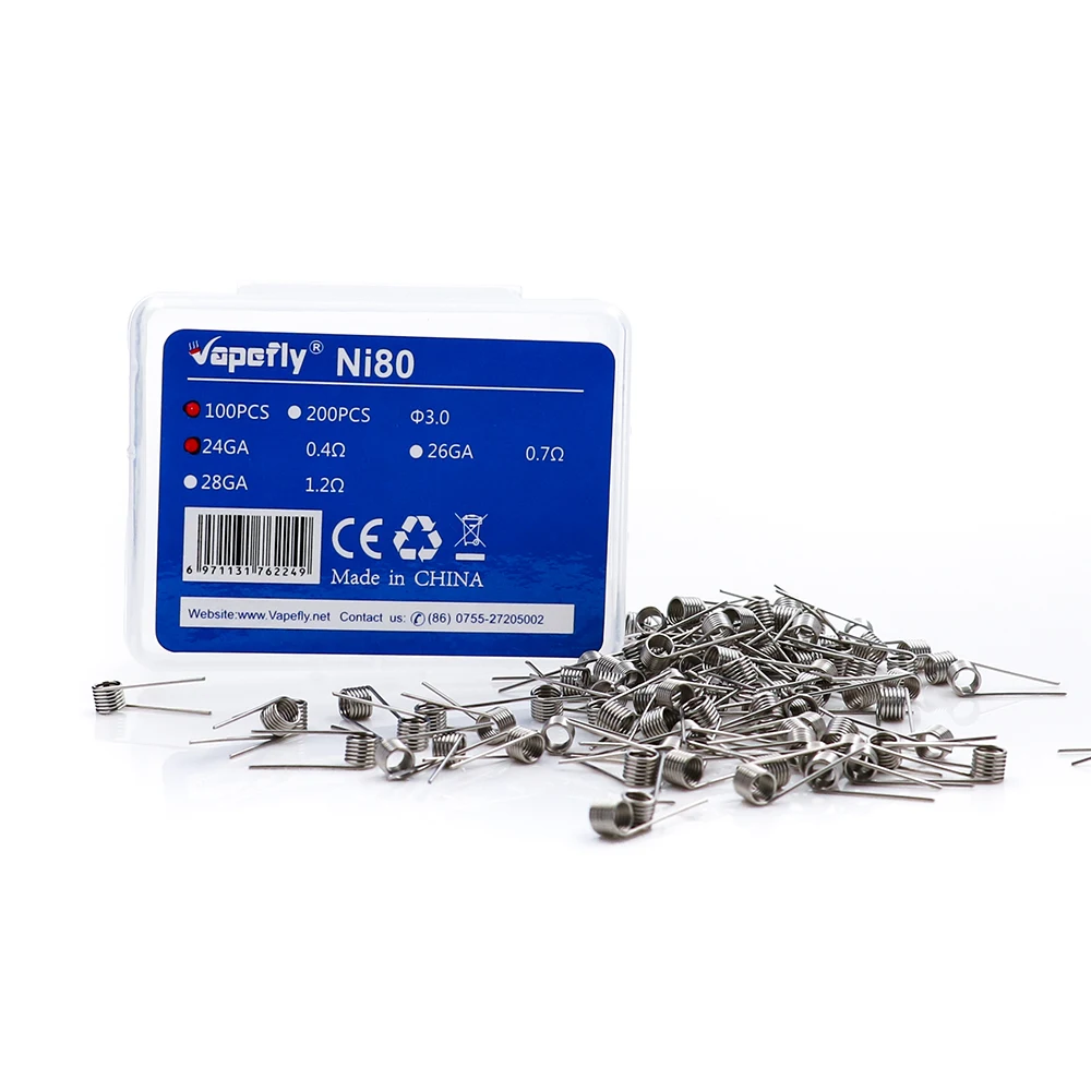 Vapefly Ni80 Coil Accessories Ni80 Wire Ni80 Wire 24GA 26GA 28GA Premade Vape Coil fit E cigarette RDA RTA RDTA atomizer