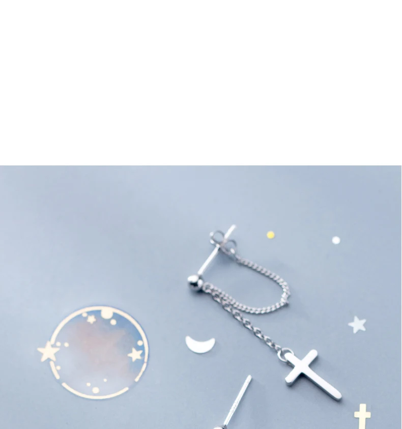 MloveAcc классические настоящие 925 пробы серебряные серьги-капли с крестиком трендовая цепочка с кисточками для женщин вечерние винтажные аксессуары подарок