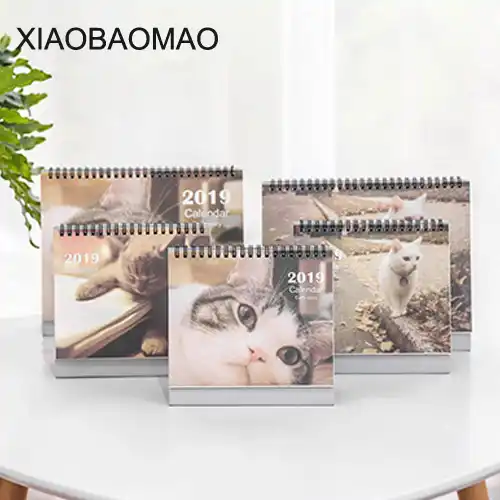 Новый год 2019 планировщик Kawaii котенок кошка настольная органайзер для календаря