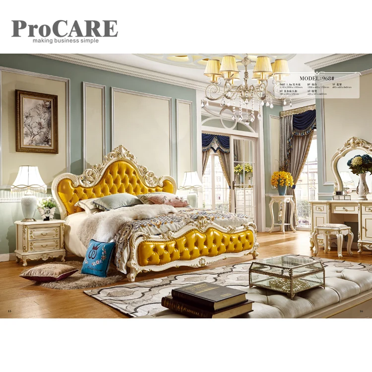 Classical hand carved bed room furniture American solid wood royal furniture wood double bed designs with box - 968 Classical hand carved bed room furniture American solid wood royal furniture wood double bed designs with box - 968