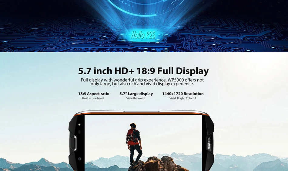 Oukitel WP5000 смартфон с 5 7 дюймовым дисплеем восьмиядерным процессором Helio P25 ОЗУ 6 ГБ