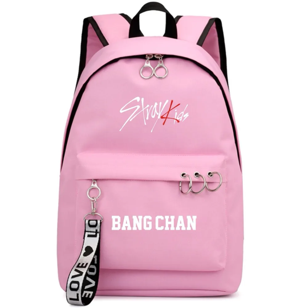 Бродячие дети Jisung Woojin корейский звезда Рюкзак Школьные сумки Mochila дорожные сумки ноутбук лента кольцо рюкзак в форме круга розовый черный