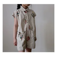 Детский Модный летний комбинезон в винтажном стиле с принтом для девочек