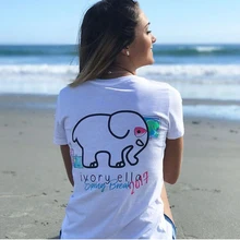 2017 summer new ivory ella letter elephant pattern casual T-shirt cotton T-shirt women