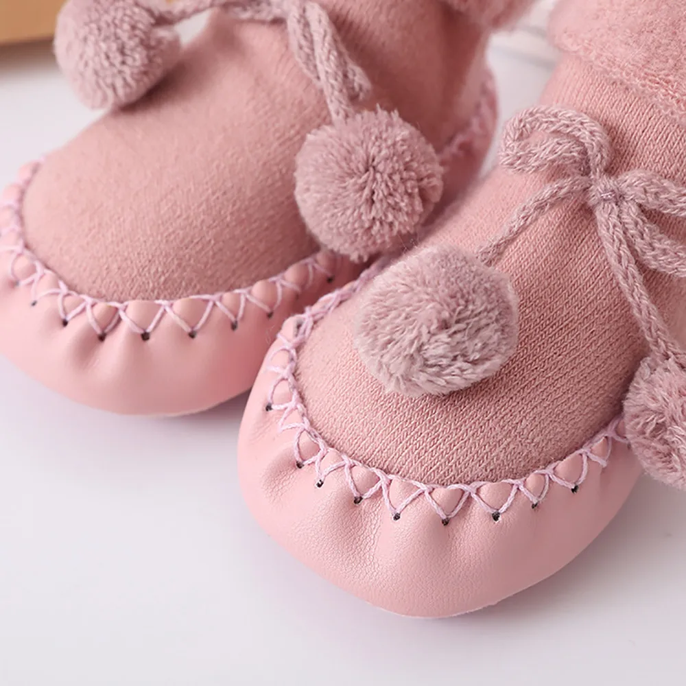 Infant Baby Boys Girls Solid Knit Floor Socks Toddler Kids Winter Warm Cotton Floor Socks Children Anti-Slip Fashion Step Socks