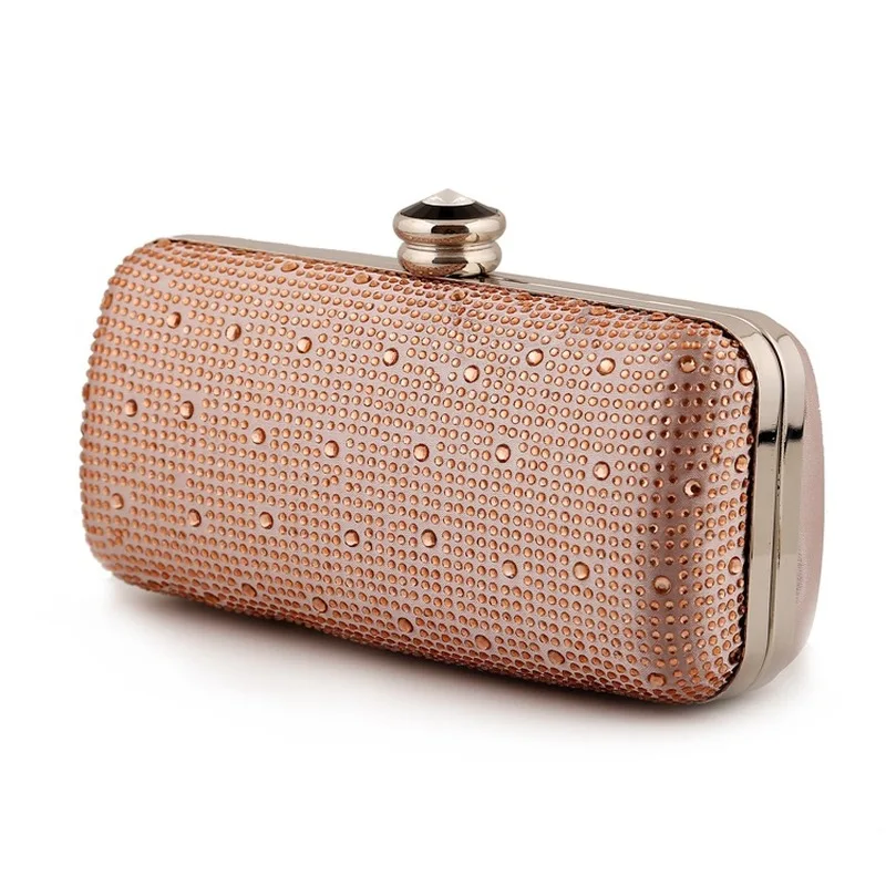 

Fashion Crystal Women's Evening Clutch Metal Frame Purse Handbag Solid Lady Flap Pouch Metal Chain Shoulder Bag Hasp Crossbody
