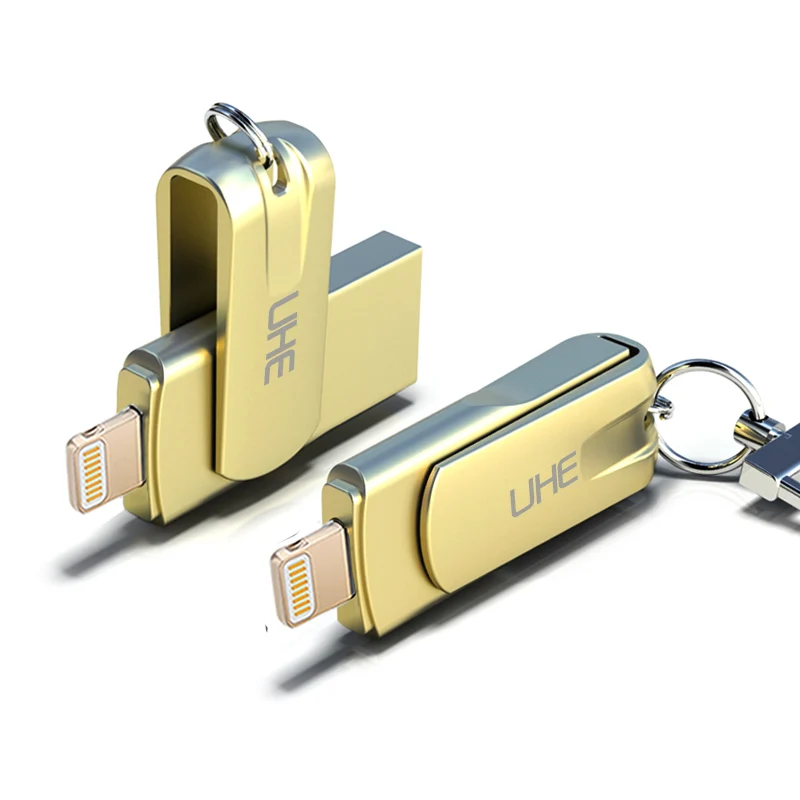 OTG USB флэш накопитель для iPhone 16 ГБ 32 64 с разъемом Lightning на металлический U диск HD