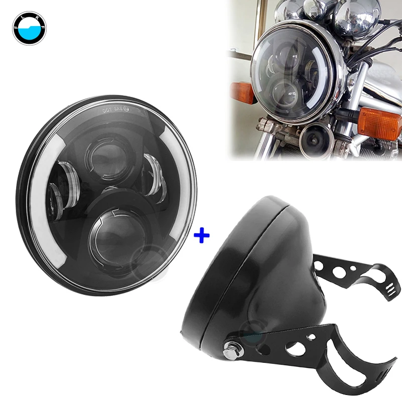 7 дюймовый 60 W DOT SAE E9 мотоцикл фары с углом глаза светодиодные дюймов корпус